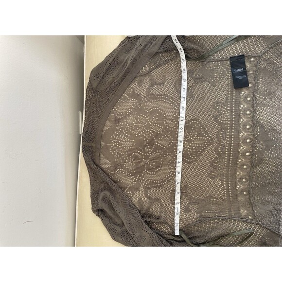 White House Black Market Lacy Open Knit Green Open Front Cardigan Sweater M - Picture 5 of 8